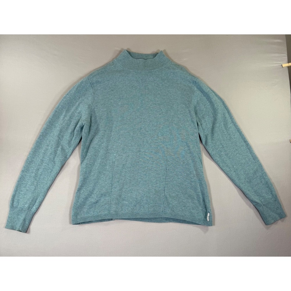 Woolrich Mock Neck Sweater Womens Large Blue Quiet Luxury Minimalist Preppy